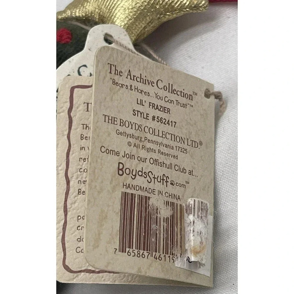 Boyds Bears Miniature Lil’ Frazier Christmas Tree Bear Ornament Peeker 6" Plush - Picture 9 of 11